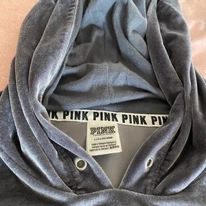 VS PINK Velvet Crop Hoodie Grey